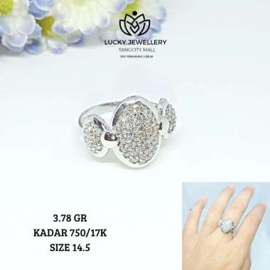 CINCIN FASHION EMAS PUTIH KADAR 750/16K 3.78 GR SIZE 14.5 GR