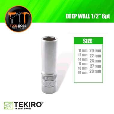 Kunci Sok Wall 12 PT Tekiro - Mata Sok Panjang 1/2 Inchi 11 MM