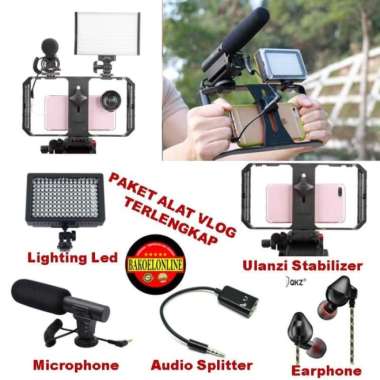 PAKET LENGKAP Alat VLOG HP - YOUTUBER - STABILIZER - MIC - LED KAMERA TERBAIK Multicolor