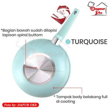 Supra Wajan Mini 24 cm White Marble Anti Lengket / Panci Gagang / Wok / Kuali Turquoise