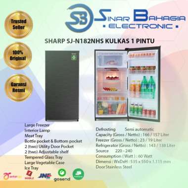 SHARP SJ-N182NHS KULKAS 1 PINTU (NEW) (KHUSUS BANDUNG)