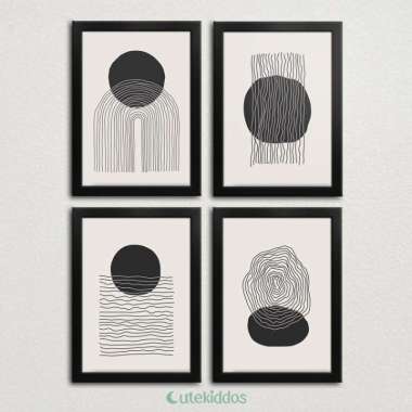 Hiasan Dinding Aesthetic Wall Decor Poster Abstrak Nordic Minimalis Frame Hitam