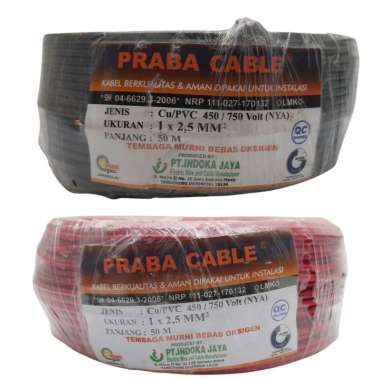 Kabel NYA Praba 2.5mm 50 Meter SNI Kabel Listrik Tunggal Tembaga 2.5mm