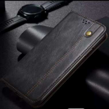 FLIP CASE OPPO RENO 6 4G FLIP CASE COVER DOMPET KULIT ORIGINAL CASING Hitam