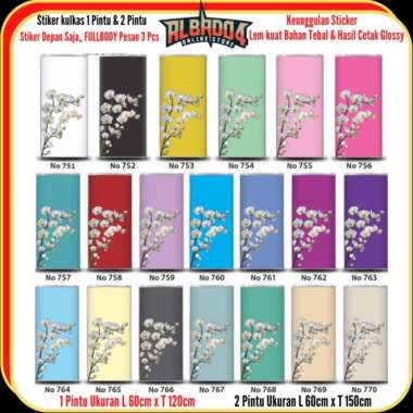 Stiker Kulkas 1 Pintu dan 2 Pintu Motif Bunga Putih