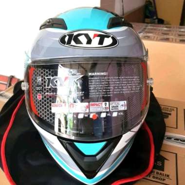 Helm KYT Falcon FR Black Aqua Blue || Helm Full Face || Original KYT ||