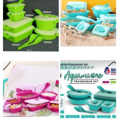 Tempat Prasmanan Serving Set Plastik Aquamarine / Baki Set Aquamarine Multicolor
