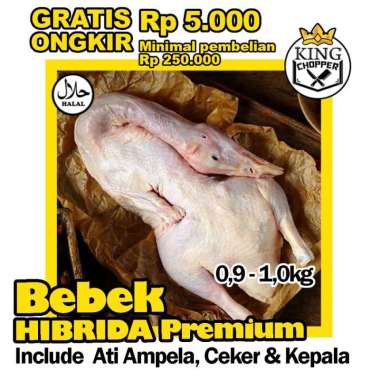 BEBEK HIBRIDA HALAL 0.9 - 1 KG - SEGAR POTONG FRESH DAGING FROZEN BEKU KARKAS UTUH MENTAH GR PEKING 
