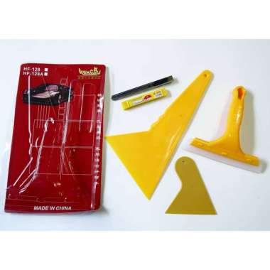 Noona Variasi Mobil Scrap Kaca FIlm plus cutter alat pasang kaca film scrapper - - - kuning