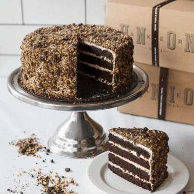UNION BAKERY DARK CHOCOLATE & STOUT CAKE - CREAM CHEESE CASHEW NOUGAT SLICE