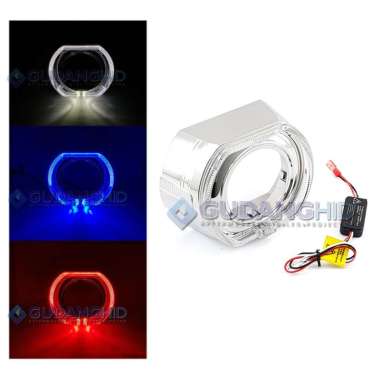Shroud Projector Hella 5 3" BMW Style Cree Angel Eye LED Projie Hella Kuning