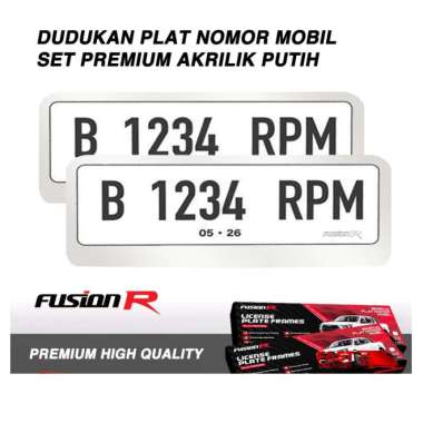 Dudukan Tatakan Plat Nomor Mobil MIKA Akrilik Putih Premium Set Astra