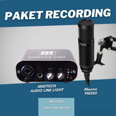 Paket Recording Mic PM320 Soundcard Miditech Audiolink Light Original