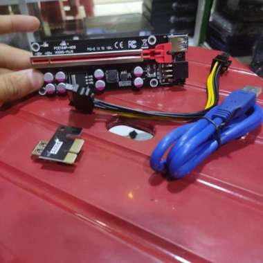 PCI-E extender Riser Card ver 006 1x to 16x USB3.0 SATA -009s 8 KapasI