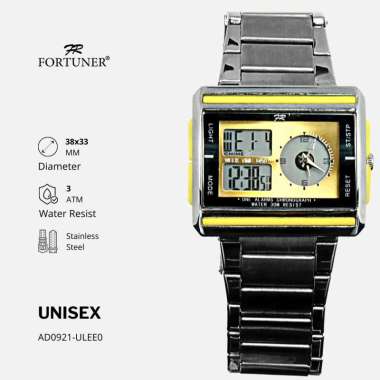 Fortuner Jam Tangan Analog-Digital Pria-Wanita Rantai Tahan Air Edlin Kuning