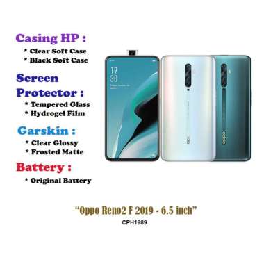 Oppo Reno2 F 2019 - 6.5 inch - Case - Screen Protector - Battery - Dll Clear Hard Case