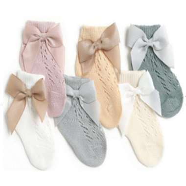 OEM ONE-P381 Kaos Kaki Panjang Bayi Anak Breathable Pita / Kaus Kaki Pendek Renda Pita Bayi Balita P