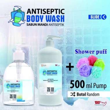 Sabun Mandi Cair Body Wash 500ml PUMP + Shower PUFF - Aneka Aroma Wangi Segar CHOCO VANILLA