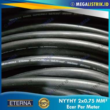 Eterna NYYHY 2x0.75 mm Meteran / Kabel Listrik Hitam Serabut Tembaga 2 x 0.75 mm Eceran
