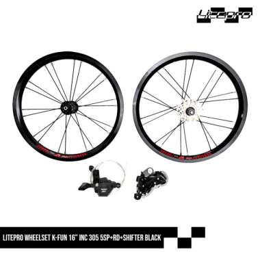 DELTACYCLES - LITEPRO WHEELSET K-FUN 16" 305 5SP+RD+SHIFTER BLACK Black