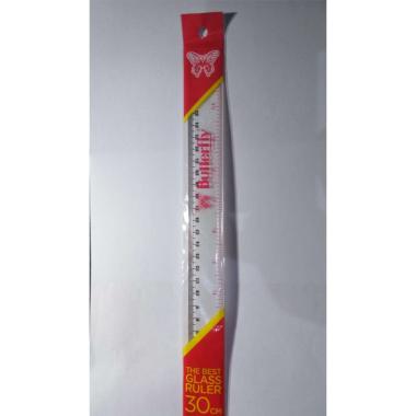 Butterfly Penggaris Plastik Butterfly 30 cm / Penggaris Mistar Putih