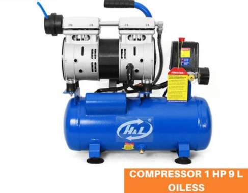 KOMPRESOR ANGIN 1HP 9 LITER H&L OILESS SILENT COMPRESSOR 1 HP 9L