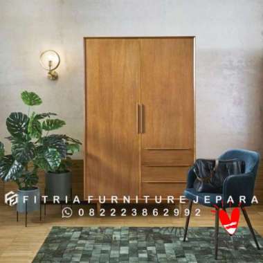 lemari minimalis 2 pintu kayu jati murah