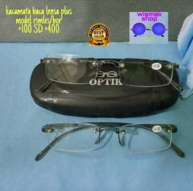 kacamata baca pria wanita model rimles bor free kotak dan lap kacamata +1.25