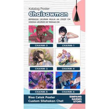 Poster Chainsawman chainsaw man Lock Yoichi Isagi Denji Majima Himeno Aki Kobeni Kishibe Pochita Wibu Otaku Anime Lover CHAINM-22 A4 21x29 cm