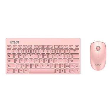ROBOT KM3000 Wireless Desktop Keyboard and Mouse. pink