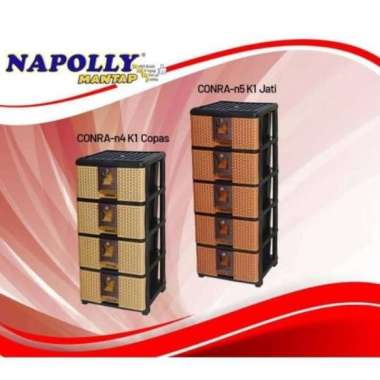 Napolly Lemari Laci Kabinet Plastik Motif Rotan 4 dan 5 Susun 5 susun