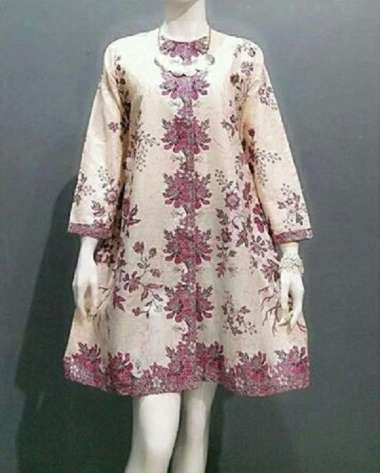 Batik Furry - Baju Atasan Batik Tunik Wanita Seragam Kantor Motif Sakura Warna XXL PUTIH