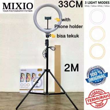 PAKET LAMPU RING LIGHT LED 33CM + TRIPOD 2 METER VLOG LIVE STREAMING Multicolor