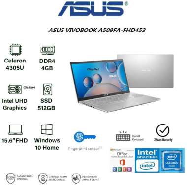 ASUS A509FA-FHD453 INTEL 4305U 4GB 512GB SSD 15.6" FHD WIN10 + OFFICE