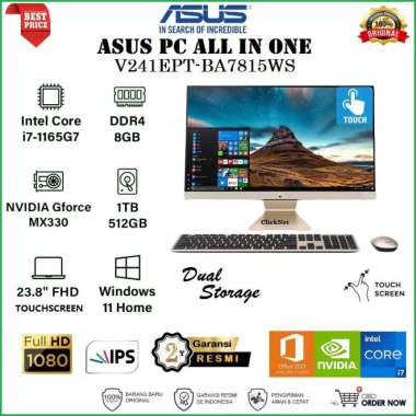 ASUS PC AIO V241EPT i7-1165G7 8G 1TB+512GB SSD MX330 2GB Touch W11 OHS