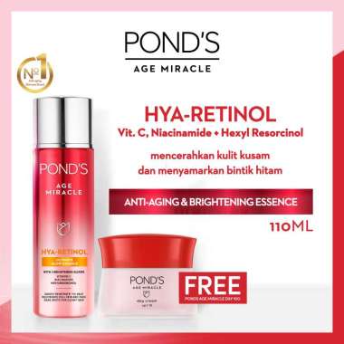 Ponds Age Miracle Vit. C &amp; Niacinamide Ultimate Glow Essence 110Ml FREE Ponds Age Miracle Day Cream Moisturizer Anti Aging+Glowing With Retinol