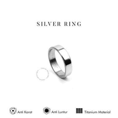 Emrys Simple Ring SILVER RING Cincin Titanium Pria Wanita 10