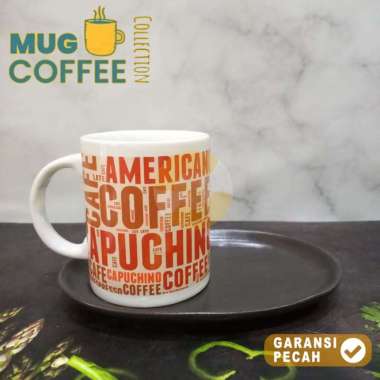 HOMECO 1set Mug NK W/Oval Saucer Coffee Collection | Mug Keramik Tatak CAPUCHINO