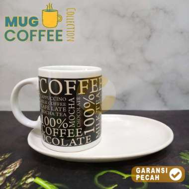HOMECO 1set Mug NK W/Oval Saucer Coffee Collection | Mug Keramik Tatak CHOCOLATE