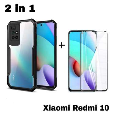 Promo Paket 2in1 Case Transparan Redmi 10 / Redmi 10 2022 Free Tempered Glass Layar Redmi 10 2022