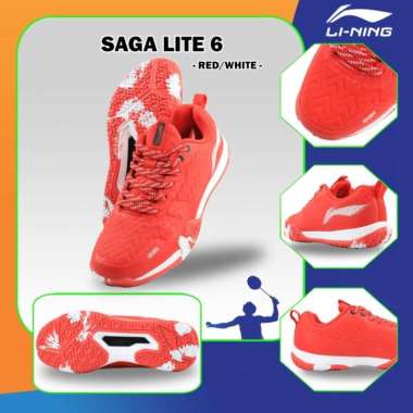 New Color LINING Li-ning Saga Lite 6 / VI Sepatu Badminton Original 41 RED WHITE