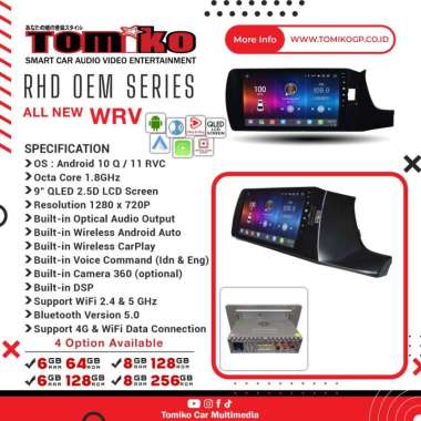 Head Unit Android Tomiko OEM Series for Honda WR-V 8GB | 128GB