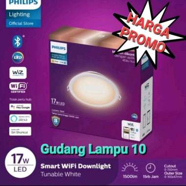 Lampu Downlight PHILIPS LED Smart WIFI +Bluetooth 17 Watt Tuneable White