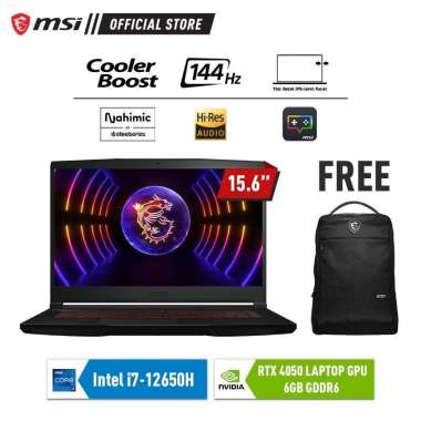 MSI GF63 THIN 12VE i7-12650H 8GB 512GB RTX4050 6GB 15,6" 144Hz W11