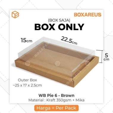 Box Mika Pie Packaging Sekat 6 Egg Tart Dus Kotak Kue | WB Pie 6 BROWN