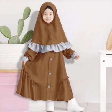 Baju Gamis Anak Perempuan Busana Muslim Usia Umur 3 4 5 6 7 Tahun Thn Cokelat