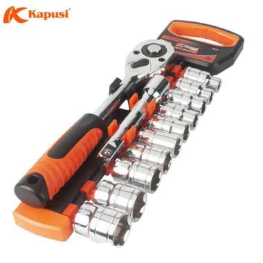 Kapusi K-9811 Socket Set 12 Pcs 0.5 Inch Kunci Sok Shock Chrome Vanadium