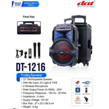 Speaker Portable 12 inch DAT DT 1216 Free 2 Mic