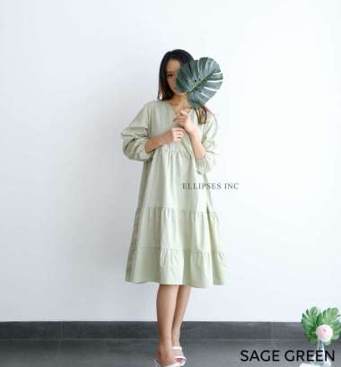 ELLIPSESINC Dress Fashion Casual Wanita / Hyeri Dress XL SAGE GREEN