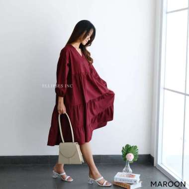 ELLIPSESINC Dress Fashion Casual Wanita / Hyeri Dress XL MAROON